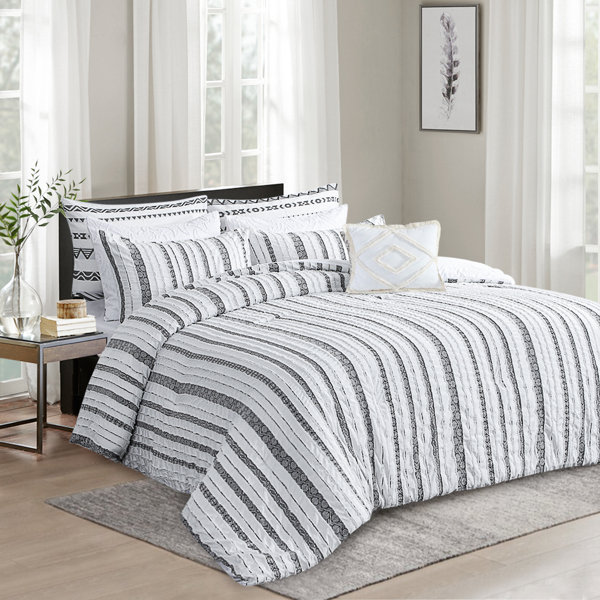 Dakota Fields Anadela White/Black Microfiber Reversible Textured Boho